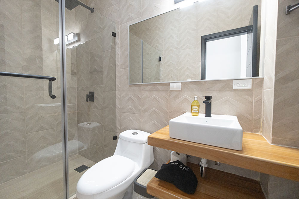 bathroom with black fixtures